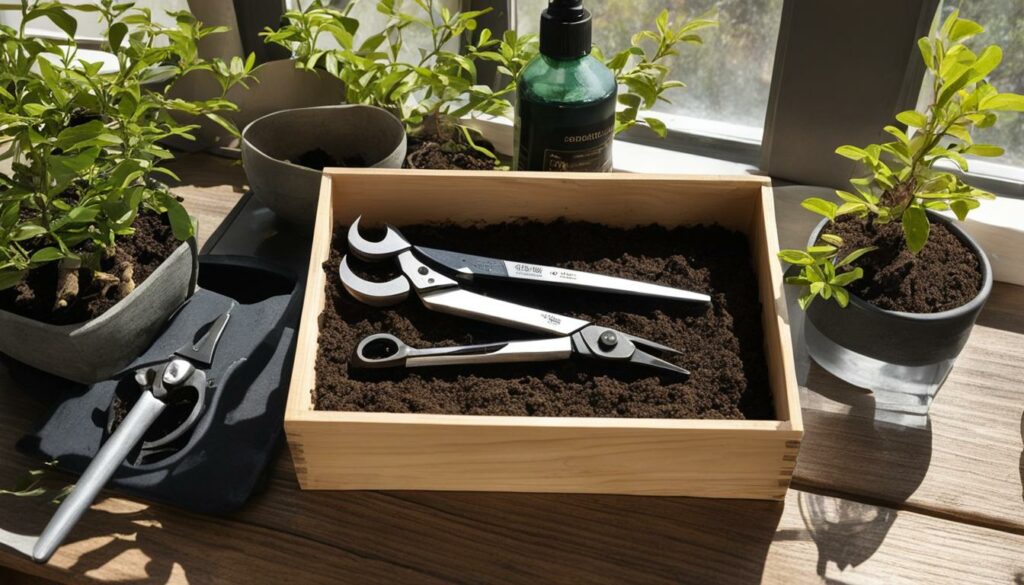 Bonsai starter kit components