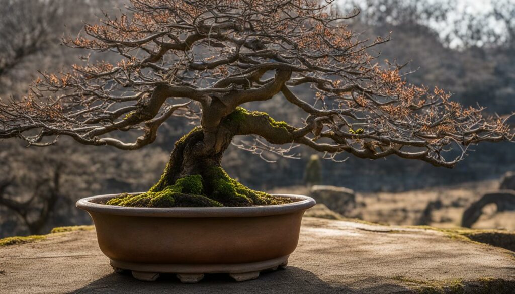 Bonsai tree after defoliation