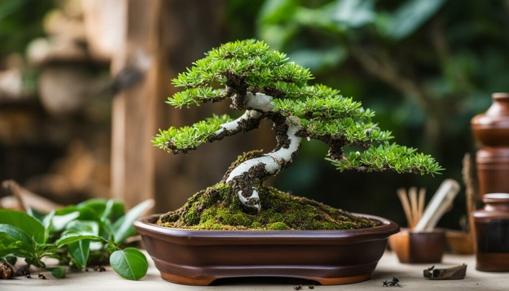 Bonsai tree illustrating pests and diseases management