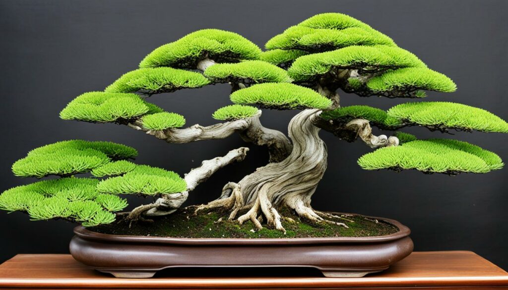 Bonsai tree with green leaves
