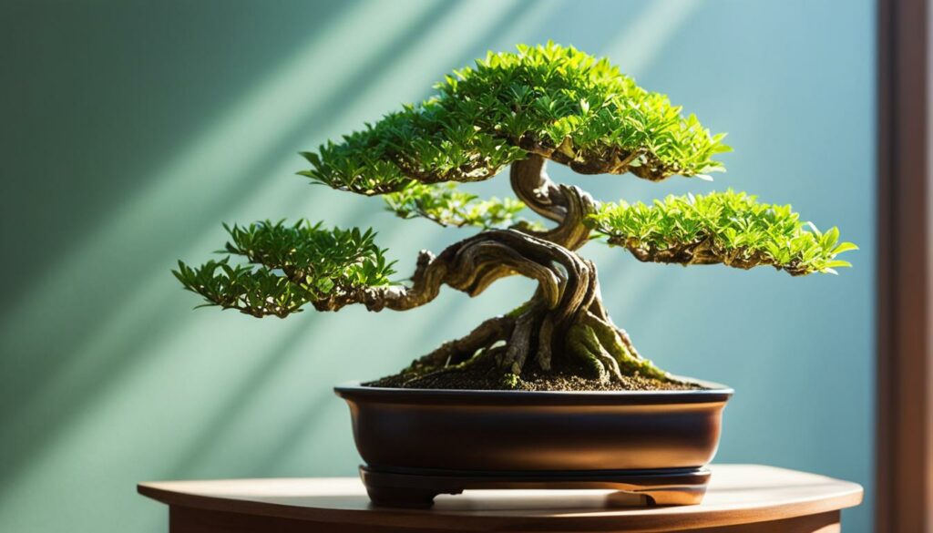 Bonsai under optimal light conditions