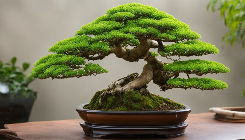 Premna bonsai with healthy leaves and small spider