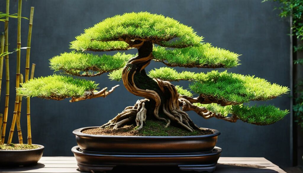 bonsai trees in protective barrier